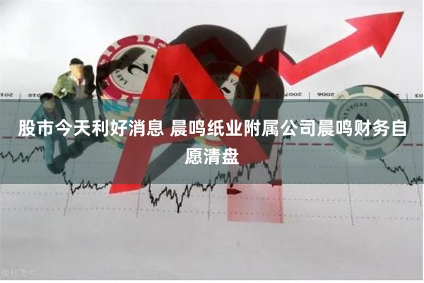 股市今天利好消息 晨鸣纸业附属公司晨鸣财务自愿清盘