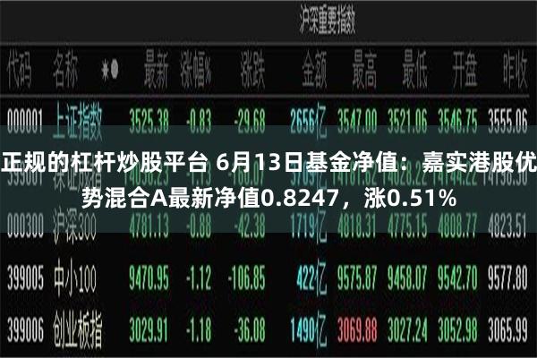 正规的杠杆炒股平台 6月13日基金净值：嘉实港股优势混合A最新净值0.8247，涨0.51%