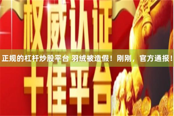 正规的杠杆炒股平台 羽绒被造假！刚刚，官方通报！