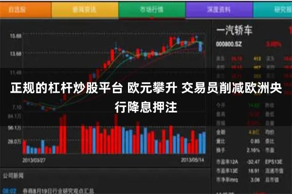 正规的杠杆炒股平台 欧元攀升 交易员削减欧洲央行降息押注