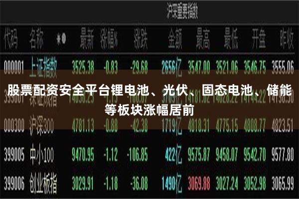 股票配资安全平台锂电池、光伏、固态电池、储能等板块涨幅居前